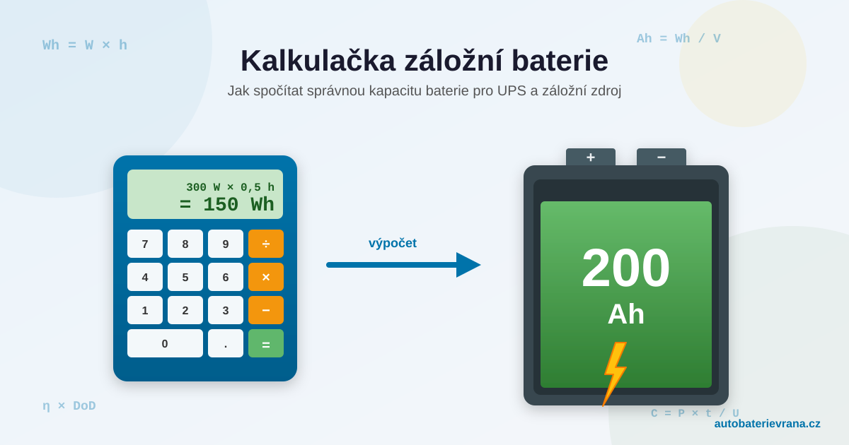 Kalkulačka UPS + Baterie