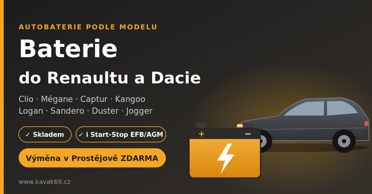 Baterie do Renaultu a Dacie podle modelu