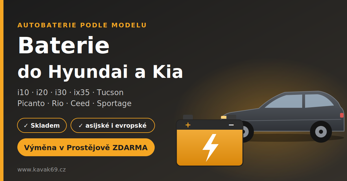 Baterie do Hyundai a Kia podle modelu
